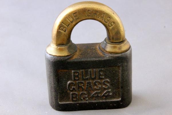 OLD, Antique Brass Lock by Blue Grass, Belknap Hardware, Louisville, Kentucky, Free Shipping