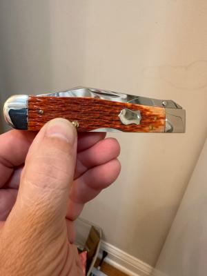 2003 Case Brothers Cheetah Silver Badge w/ Chestnut Bone Handles. Absolute Mint!