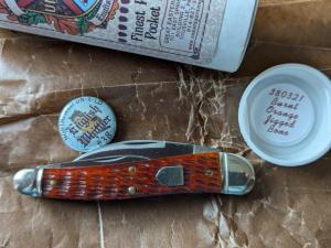 GEC 38 English Whittler - Burnt Orange Jigged Bone/ Like new in tube 