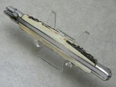 INOX 10 3/4" Stag Button Close Italian Stiletto Switchblade Knife