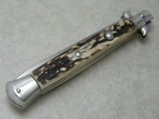 INOX 10 3/4" Stag Button Close Italian Stiletto Switchblade Knife INOX 10 3/4" Stag Button Close Italian Stiletto Switchblade Knife