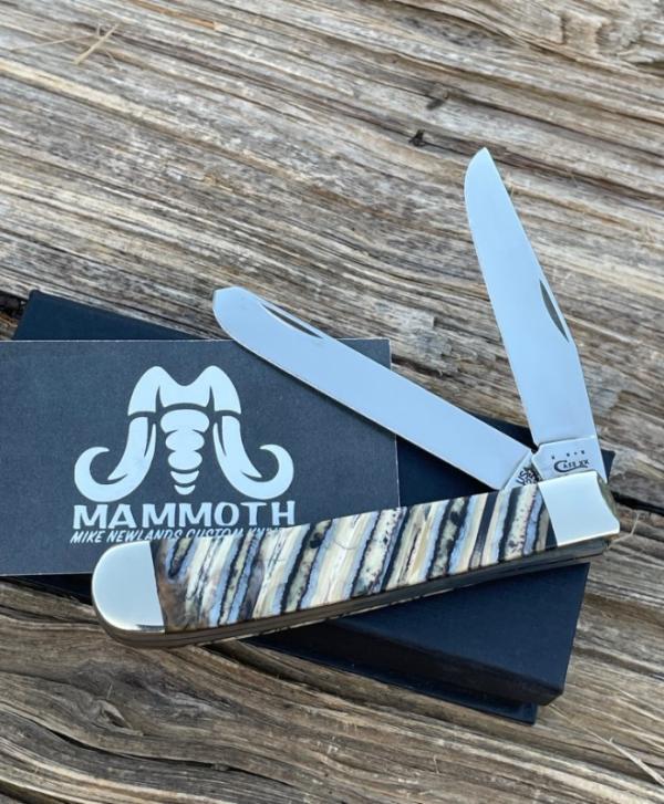CASE XX * MIKE NEWLAND CUSTOM BLUISH GRAY MAMMOTH TRAPPER HAS COA CASE XX * MIKE NEWLAND CUSTOM BLUISH GRAY MAMMOTH TRAPPER HAS COA