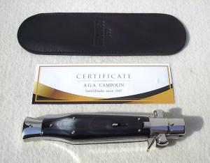 NEW AGA CAMPOLIN 11" ( BLACK WIDOW ) HORN NICKEL SILVER COMPONMENTS 5MM BLADE MANIAGO ITALY