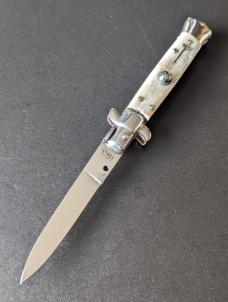RARE NOS GIOVANNI BELTRAME 20CM-8 INCH FLAT BLADE STILETTO IN BRAZILIAN HONEY HORN RARE NOS GIOVANNI BELTRAME 20CM-8 INCH FLAT BLADE STILETTO IN BRAZILIAN HONEY HORN
