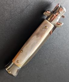 RARE NOS GIOVANNI BELTRAME 20CM-8 INCH FLAT BLADE STILETTO IN BRAZILIAN HONEY HORN RARE NOS GIOVANNI BELTRAME 20CM-8 INCH FLAT BLADE STILETTO IN BRAZILIAN HONEY HORN