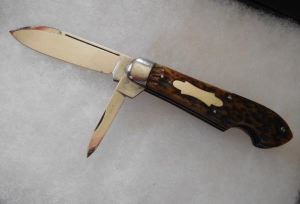 Antique Crown Cutlery Co New York (1900-1930) Bone Handle Easy Open Tear Drop Jack Pocket Knife