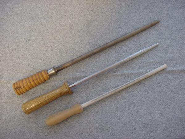 Vintage 3-Butcher Knife Sharpening/Honing Steels/Stick