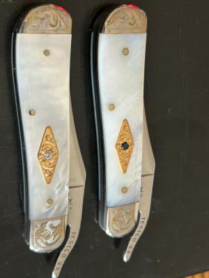 Case XX Family Jewels Pair of Russlocks Diamond and Sapphire Shepherd Hills Exclusives. RARE!