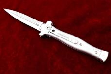ACA ZERO - ANODIZED SILVER ALUMINUM HANDLE WITH POLISHED DAGGER BLADE
