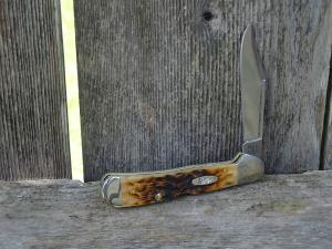 Case Mini CopperLock Pocket Knife Amber Bone 00133 - New