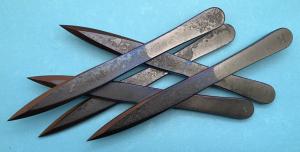 Set of 5 Mr. Big Throwing Knives. 5160 High Carbon Tempered Spring Steel. By Crescent Knife Works. 