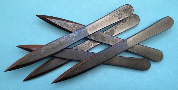 Set of 5 Mr. Big Throwing Knives. 5160 High Carbon Tempered Spring Steel. By Crescent Knife Works. Set of 5 Mr. Big Throwing Knives. 5160 High Carbon Tempered Spring Steel. By Crescent Knife Works.