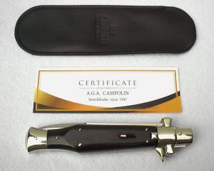 AGA CAMPOLIN 11' ( BLACK WIDOW ) EXOTIC AFRICAN EBONY WOOD N/S COMPONMENTS 5MM BLADE MANIAGO ITALY