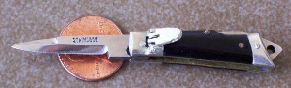 Miniature SWITCHBLADE KNIFE 1 11/16" closed mkd. STAINLESS Miniature SWITCHBLADE KNIFE 1 11/16" closed mkd. STAINLESS