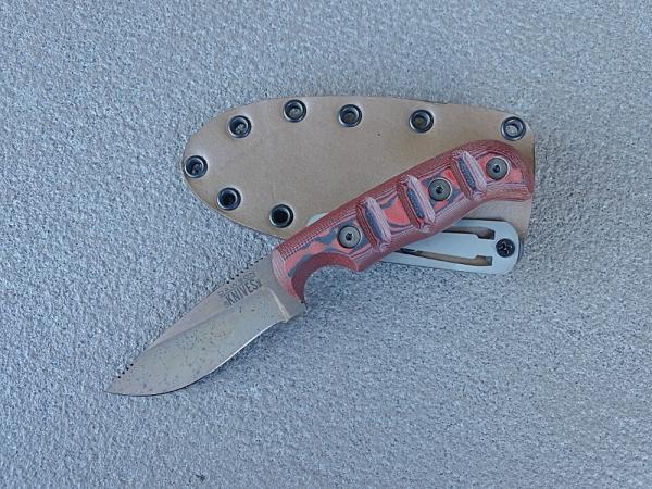 Dawson Knives Deep Notch Fixed Blade Knife Red/Black G10 Arizona Copper 3V Blade - NEW