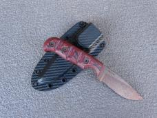 Dawson Knives Deep Notch Fixed Blade Knife Red/Black G10 Arizona Copper 3V Blade - NEW