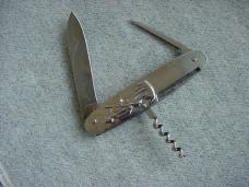 Vintage Sportman's, Damascus Blade w/Sharpening Stick & Sheath Folding Pocket Knife - MINT Vintage Sportman's, Damascus Blade w/Sharpening Stick & Sheath Folding Pocket Knife - MINT