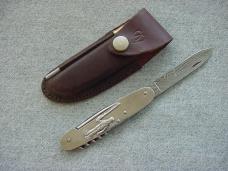 Vintage Sportman's, Damascus Blade w/Sharpening Stick & Sheath Folding Pocket Knife - MINT Vintage Sportman's, Damascus Blade w/Sharpening Stick & Sheath Folding Pocket Knife - MINT