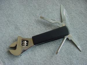 Vintage Folding Knife/Crescent Wrench Multi-Tool Set in Carrying Sheath - MINT