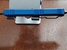 Microtech UTX-85 Elmax Tanto Blade Blue Anodized scales Microtech UTX-85 Elmax Tanto Blade Blue Anodized scales