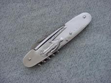 Vintage Sportman's, Damascus Blade w/Sharpening Stick & Sheath Folding Pocket Knife - MINT Vintage Sportman's, Damascus Blade w/Sharpening Stick & Sheath Folding Pocket Knife - MINT