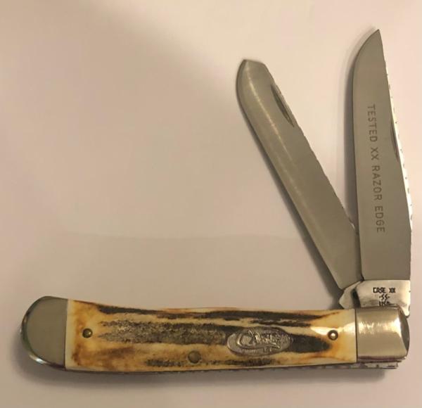 1988 Case Re-handled Stag Trapper with File work 1988 Case Re-handled Stag Trapper with File work