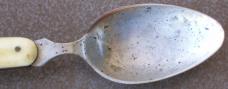 Folding nickel silver SPOON from Picnic or Campaign set with bone handle unmarked Folding nickel silver SPOON from Picnic or Campaign set with bone handle unmarked