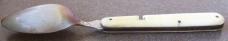 Folding nickel silver SPOON from Picnic or Campaign set with bone handle unmarked Folding nickel silver SPOON from Picnic or Campaign set with bone handle unmarked