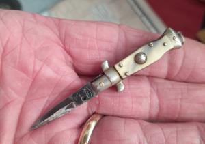 Horn Handle Tiny Small Automatic Switchblade Knife INOX 