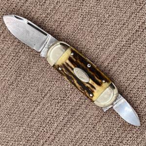 BULLDOG BRAND SUNFISH STAG HANDLE 1996 FOLDING POCKET KNIFE SOLINGEN GERMANY (8)