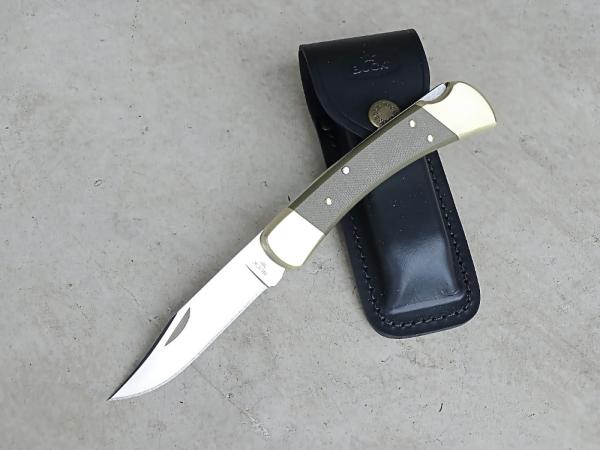 Buck 110 Folding Hunter Knife, Exclusive, OD Green Micarta Scales S45VN Blade - NEW Buck 110 Folding Hunter Knife, Exclusive, OD Green Micarta Scales S45VN Blade - NEW