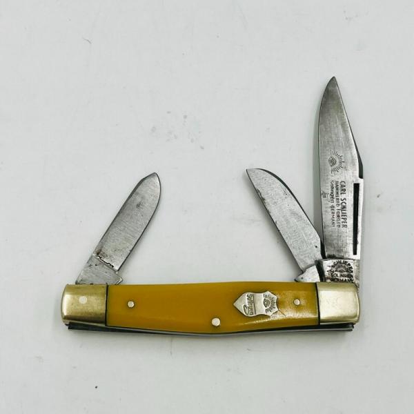 EARLY CARL SCHLIEPER/GERMAN EYE (#350Y) YELLOW "MDM STOCKMAN" POCKET KNIFE (25) EARLY CARL SCHLIEPER/GERMAN EYE (#350Y) YELLOW "MDM STOCKMAN" POCKET KNIFE (25)