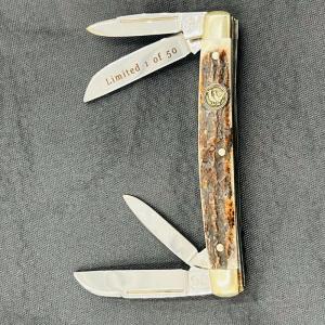 Vintage Hen Rooster 1 of 50 Bertram Cutlery 774DS Stag Congress Knife (37)