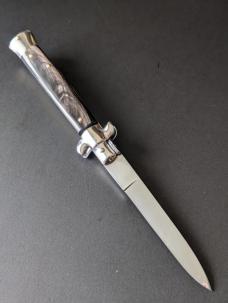NOS GIOVANNI BELTRAME 23CM-9 INCH FLAT BLADE STILETTO IN BUFFALO HORN NOS GIOVANNI BELTRAME 23CM-9 INCH FLAT BLADE STILETTO IN BUFFALO HORN
