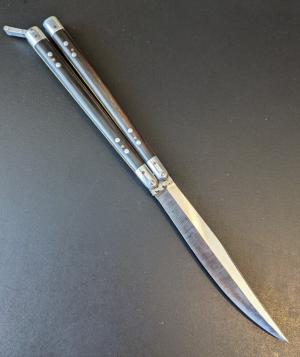 Minty WWII Era Philippine Bowie Blade Balisong, Batangas Butterfly Knife Horn 11.5" 29cm