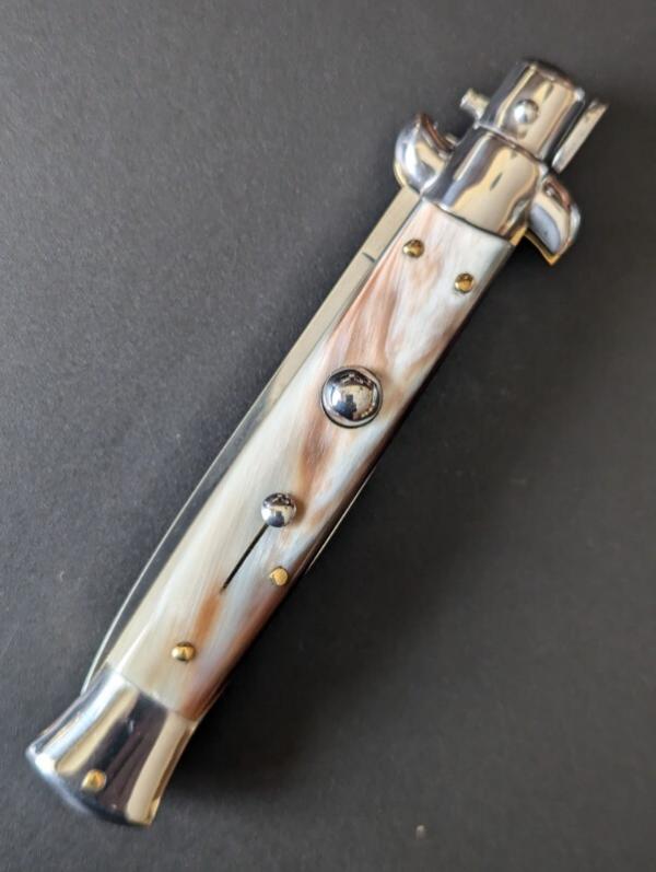 NOS GIOVANNI BELTRAME 23CM-9 INCH FLAT BLADE STILETTO IN BRAZILIAN HORN NOS GIOVANNI BELTRAME 23CM-9 INCH FLAT BLADE STILETTO IN BRAZILIAN HORN