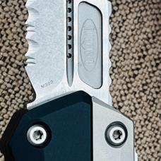 Microtech 184-12 Glykon Bayonet - Black Handle - Bead Blast Overlay - Stonewashed Blade