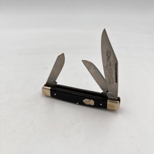 VINTAGE BUCK CREEK SOLINGEN GERMANY BROWN PLASTIC LONG PULL STOCKMAN KNIFE (43)