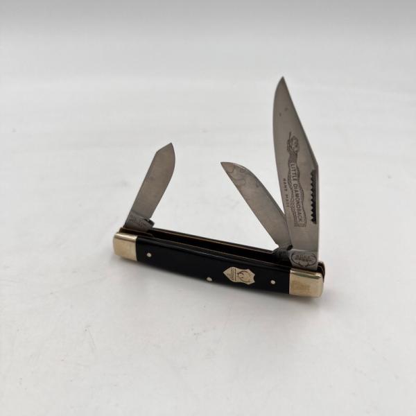 VINTAGE BUCK CREEK SOLINGEN GERMANY BROWN PLASTIC LONG PULL STOCKMAN KNIFE (43)