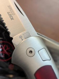 ORIGINAL GERMAN MADE 1990'S BOKER SPEED LOCK AUTOMATIC 707RB RED BONE SERRATED NIB ORIGINAL GERMAN MADE 1990'S BOKER SPEED LOCK AUTOMATIC 707RB RED BONE SERRATED NIB