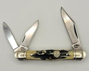  Colt CT244 Whittler 3 Blade Black Stag Bone Handle Folding Pocket Knife    #38