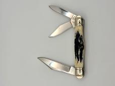  Colt CT244 Whittler 3 Blade Black Stag Bone Handle Folding Pocket Knife    #38