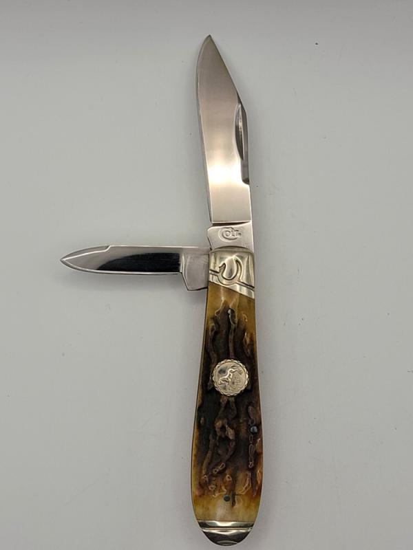 Colt CT206 2 Blade Brown Jigged Stag Bone Teardrop Knife.   #46