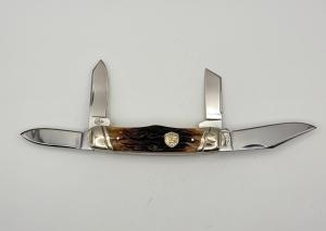Colt CT203 4 Blade Brown Jigged Stag Bone Railsplitter Knife  #47