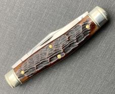 City Stock Stockman Pocket Knife. Charlie C. Special Factory Order. Dark Chestnut Jigged Bone Scales