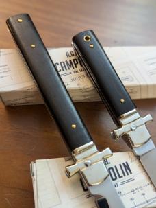 DUO OF AGA CAMPOLIN EBONY WOOD DOMINUS 23CM-9" BAYONET AND MINI DOMINUS 15CM-6 INCH AUTO..NIB DUO OF AGA CAMPOLIN EBONY WOOD DOMINUS 23CM-9" BAYONET AND MINI DOMINUS 15CM-6 INCH AUTO..NIB