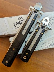 DUO OF AGA CAMPOLIN EBONY WOOD DOMINUS 23CM-9" BAYONET AND MINI DOMINUS 15CM-6 INCH AUTO..NIB DUO OF AGA CAMPOLIN EBONY WOOD DOMINUS 23CM-9" BAYONET AND MINI DOMINUS 15CM-6 INCH AUTO..NIB