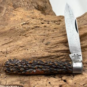 Vintage A.W. Wadsworth & Son Single blade Jack Bone Handle Knife Germany (71)