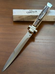 NIB 11"- 28 cm A.G.A. Campolin Euro Stag Horn Maltese Automatic Lockback Stiletto NIB 11"- 28 cm A.G.A. Campolin Euro Stag Horn Maltese Automatic Lockback Stiletto