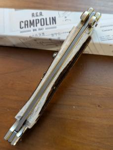 NIB 11"- 28 cm A.G.A. Campolin Euro Stag Horn Maltese Automatic Lockback Stiletto NIB 11"- 28 cm A.G.A. Campolin Euro Stag Horn Maltese Automatic Lockback Stiletto